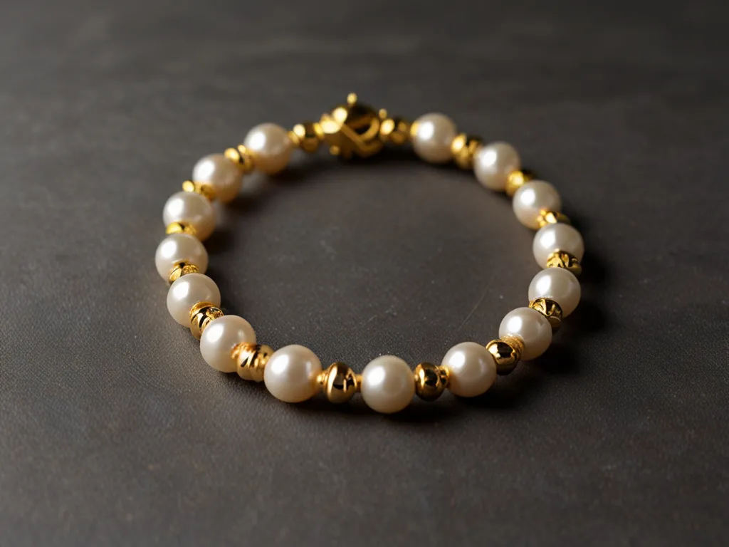 Guldpläterad armband med pärlor