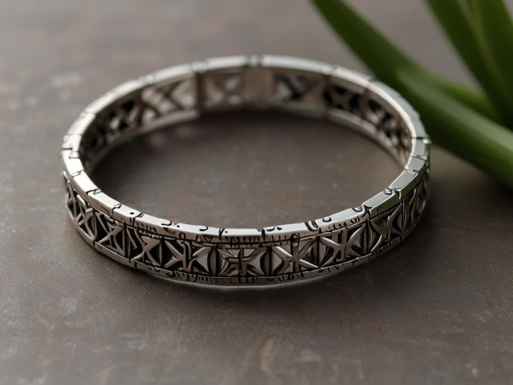 Silverarmband med geometriska mönster