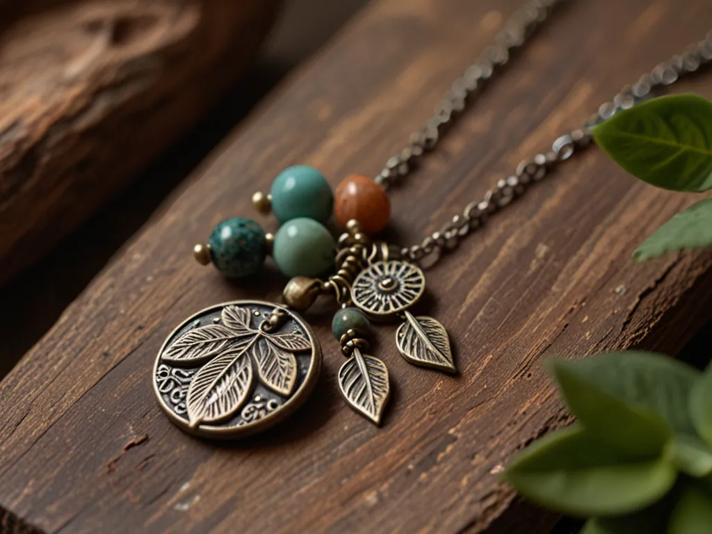 Bohemiskt halsband med naturinspirerade hängen