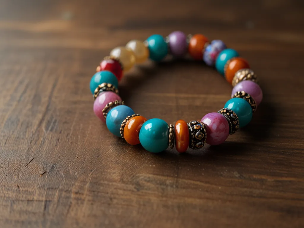 Bohemiskt armband med färgglada pärlor